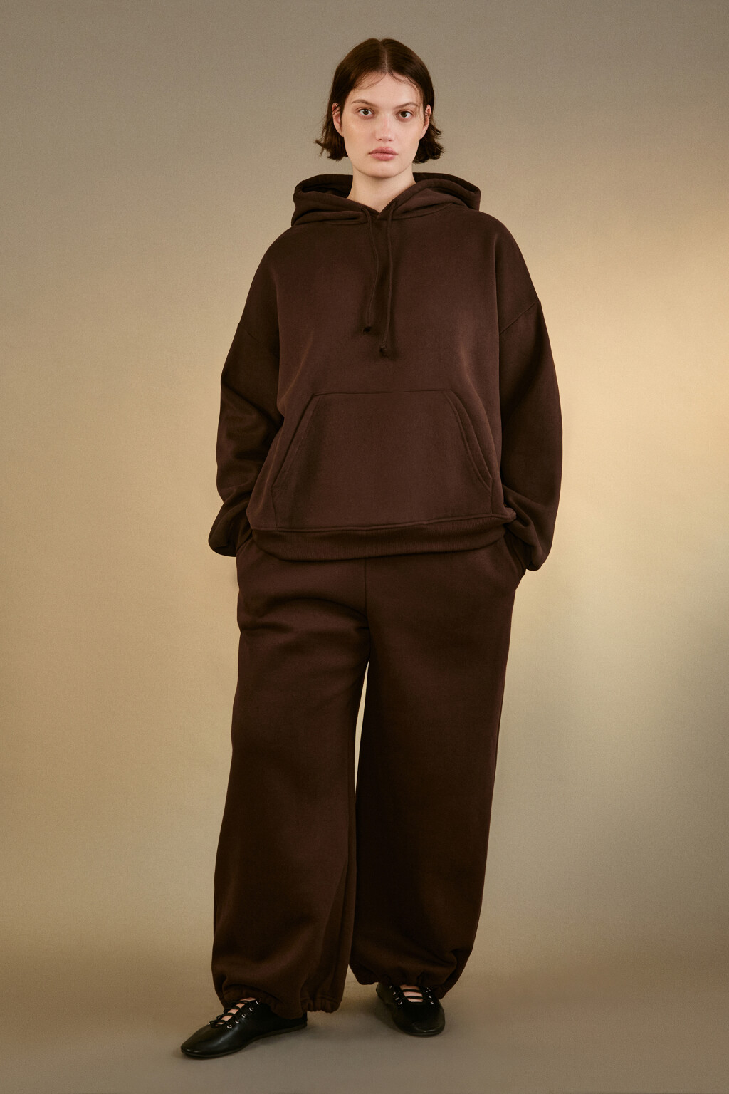 Худи утепленная с капюшоном - цвет коричневый - 4