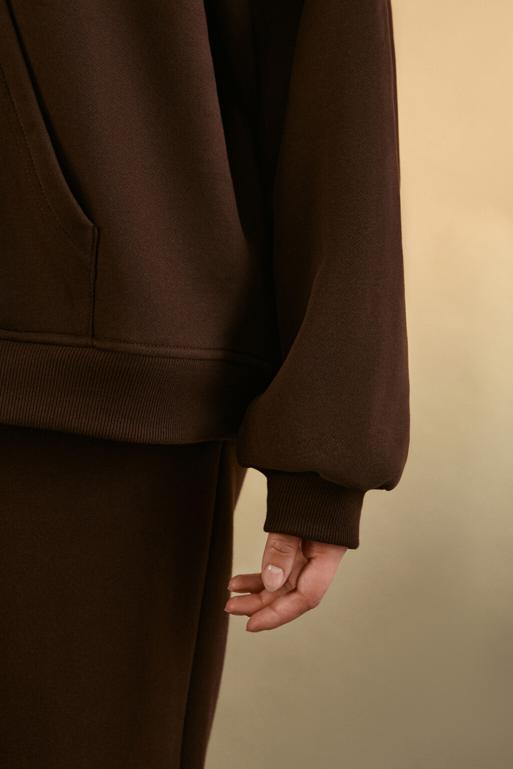 Худи утепленная с капюшоном - цвет коричневый - 6