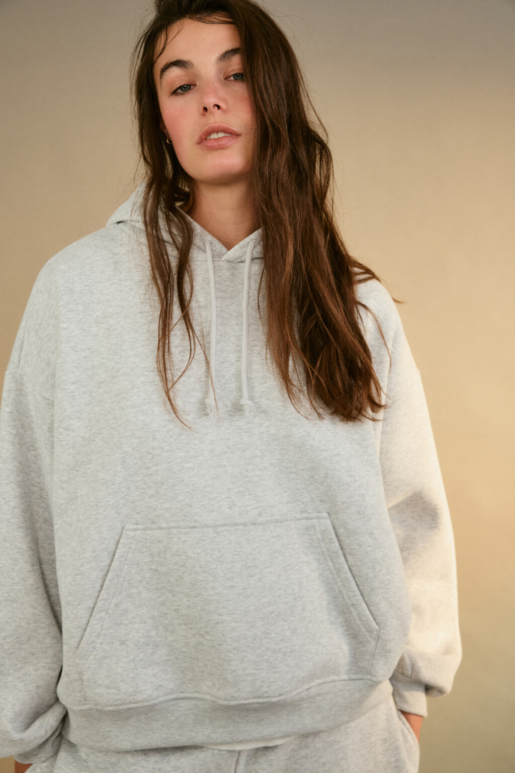 Худи утепленная с капюшоном - цвет серый - 1