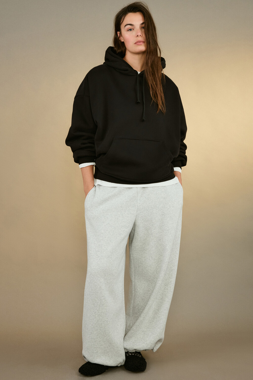 Худи утепленная с капюшоном - цвет черный - 1