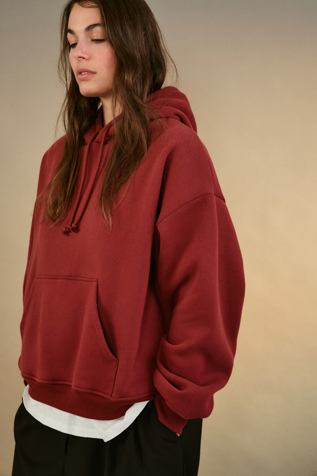 Худи утепленная с капюшоном - цвет бордовый - 1