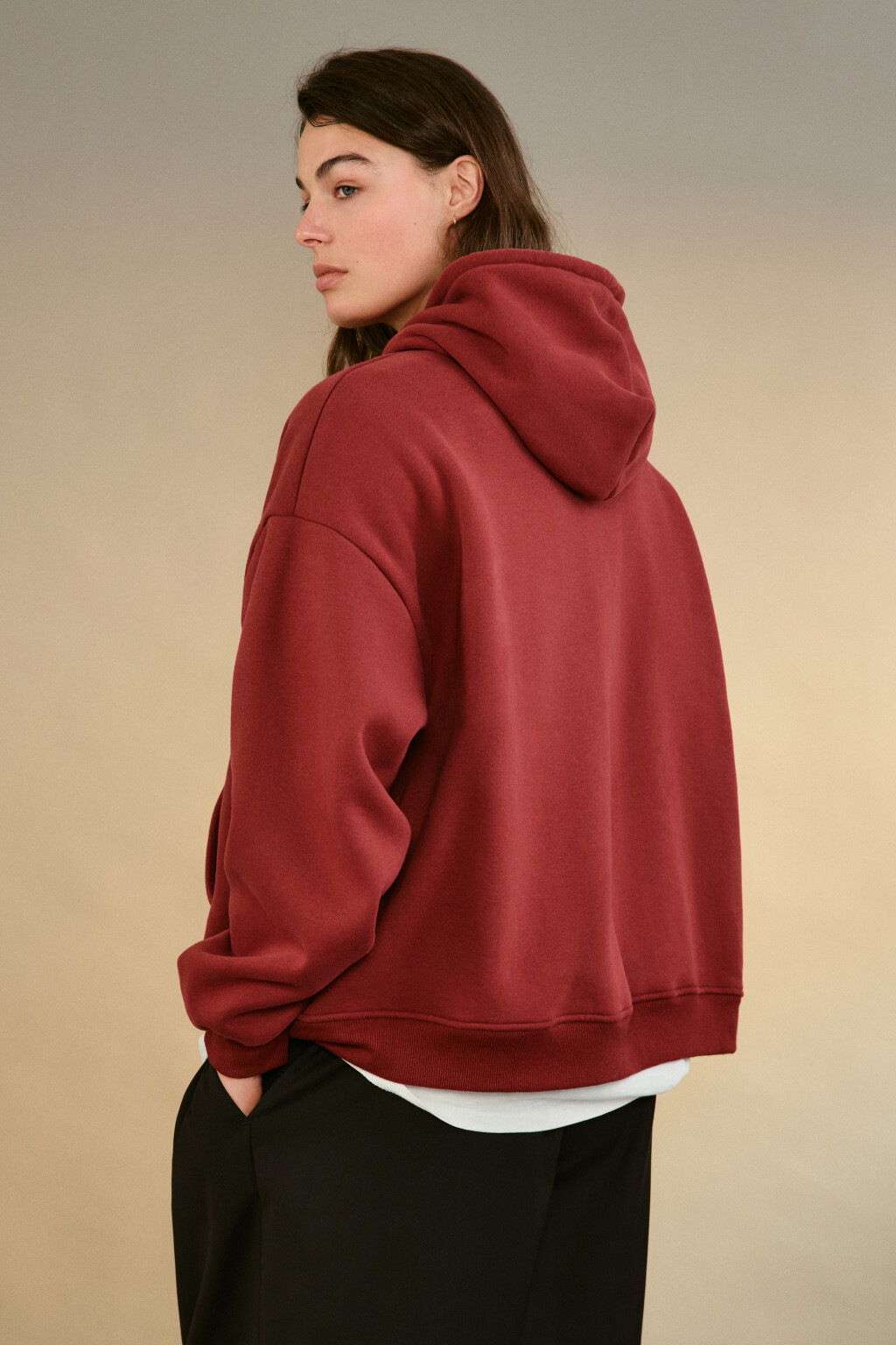Худи утепленная с капюшоном - цвет бордовый - 3