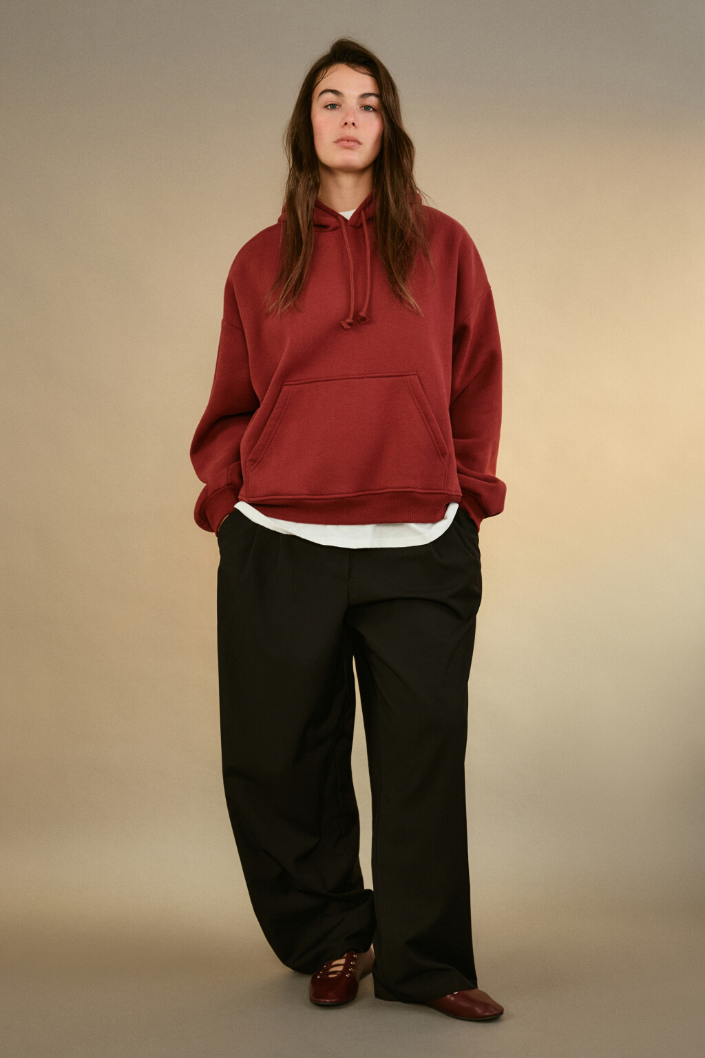 Худи утепленная с капюшоном - цвет бордовый - 4