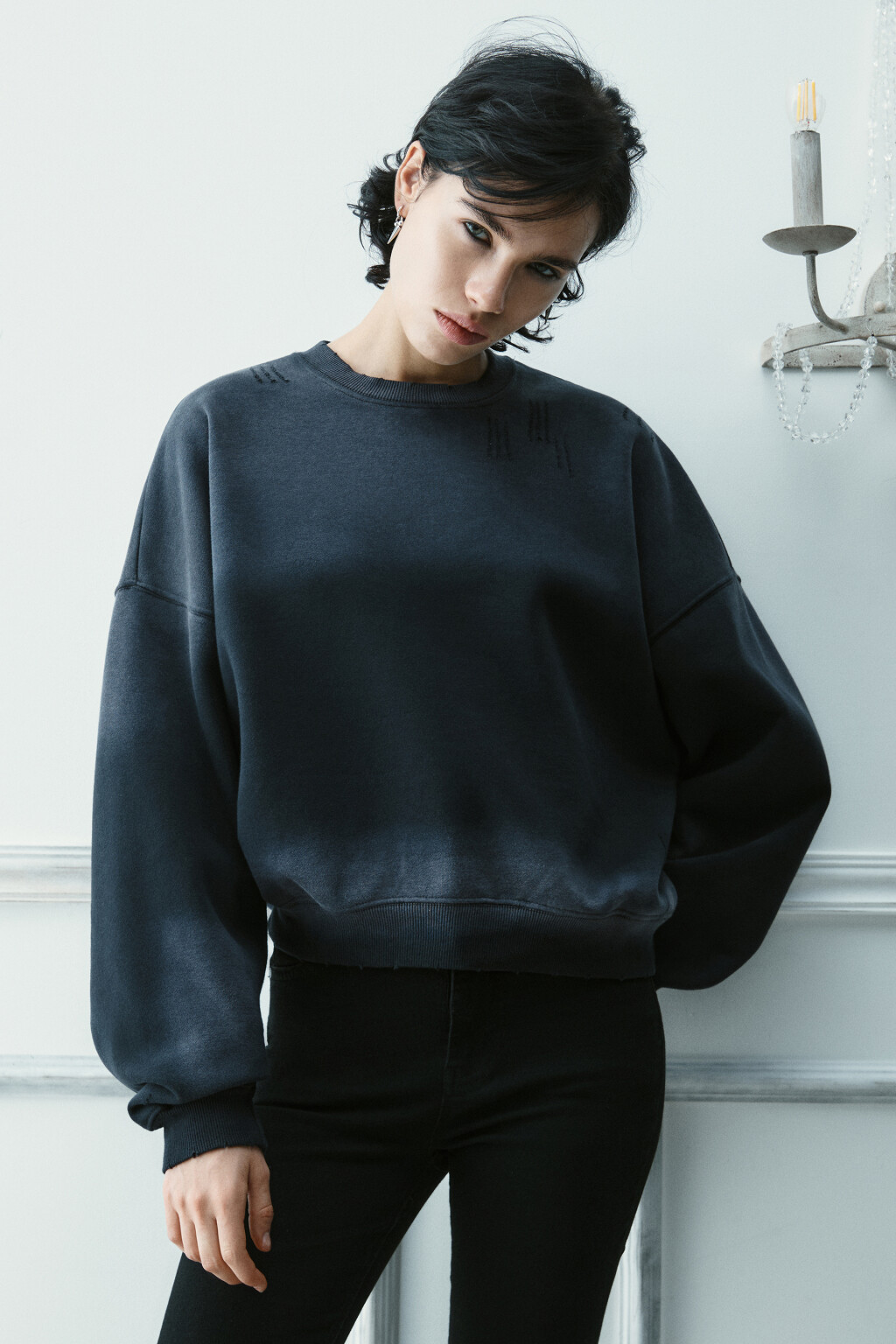 Свитшот рваный - цвет серый - 2