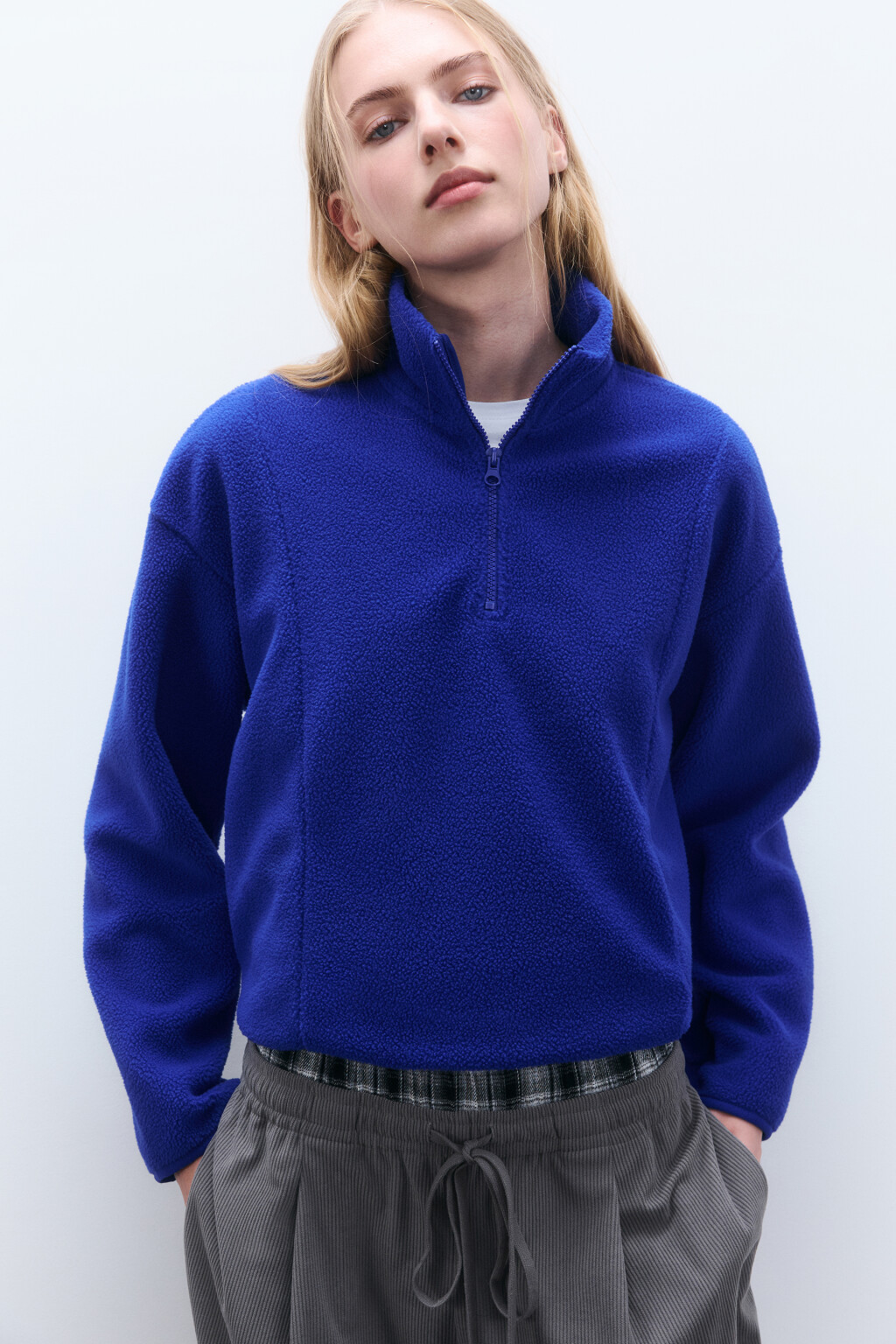 Толстовка на молнии из флиса - цвет синий - 1