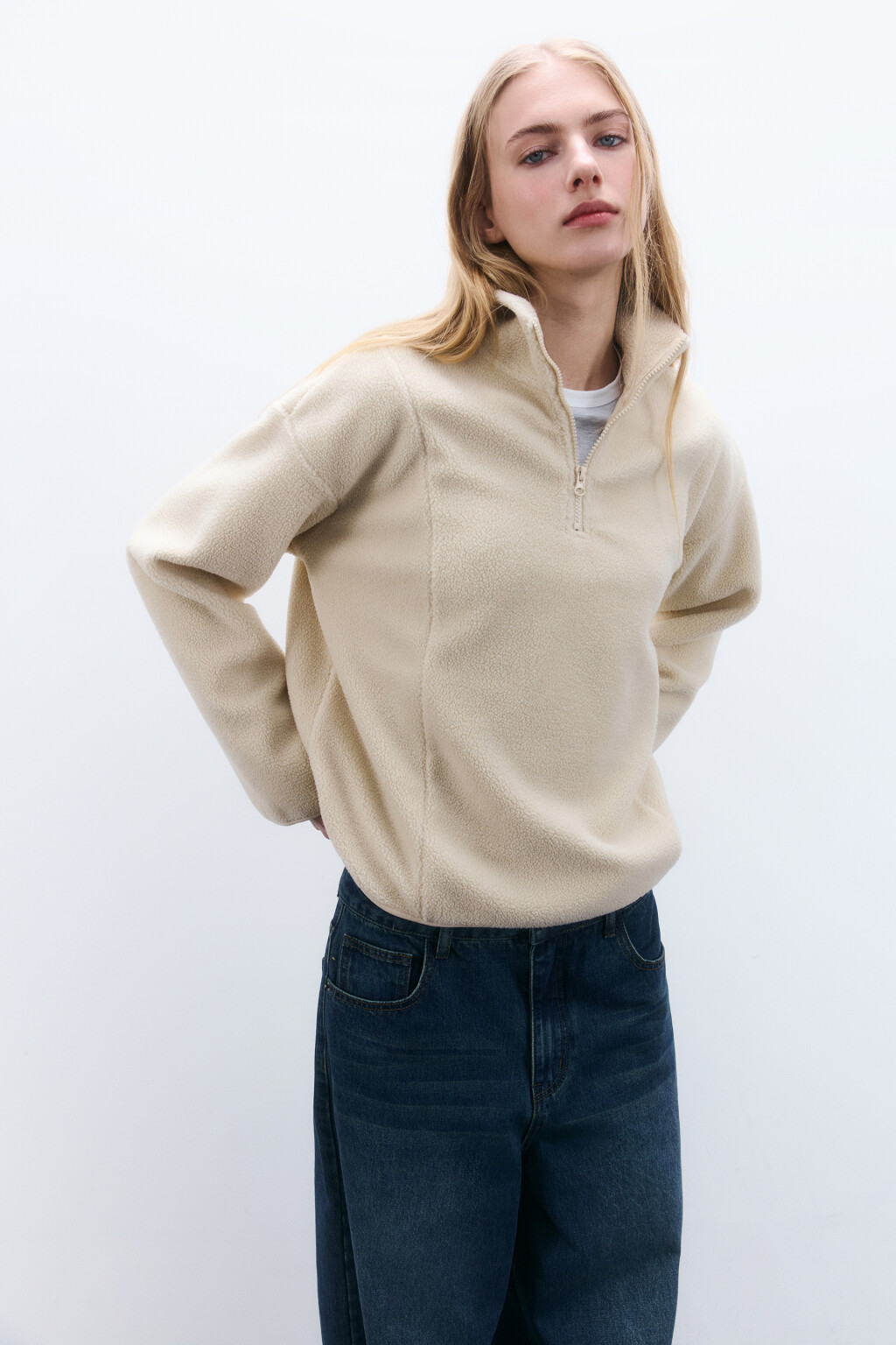 Толстовка на молнии из флиса - цвет бежевый - 1