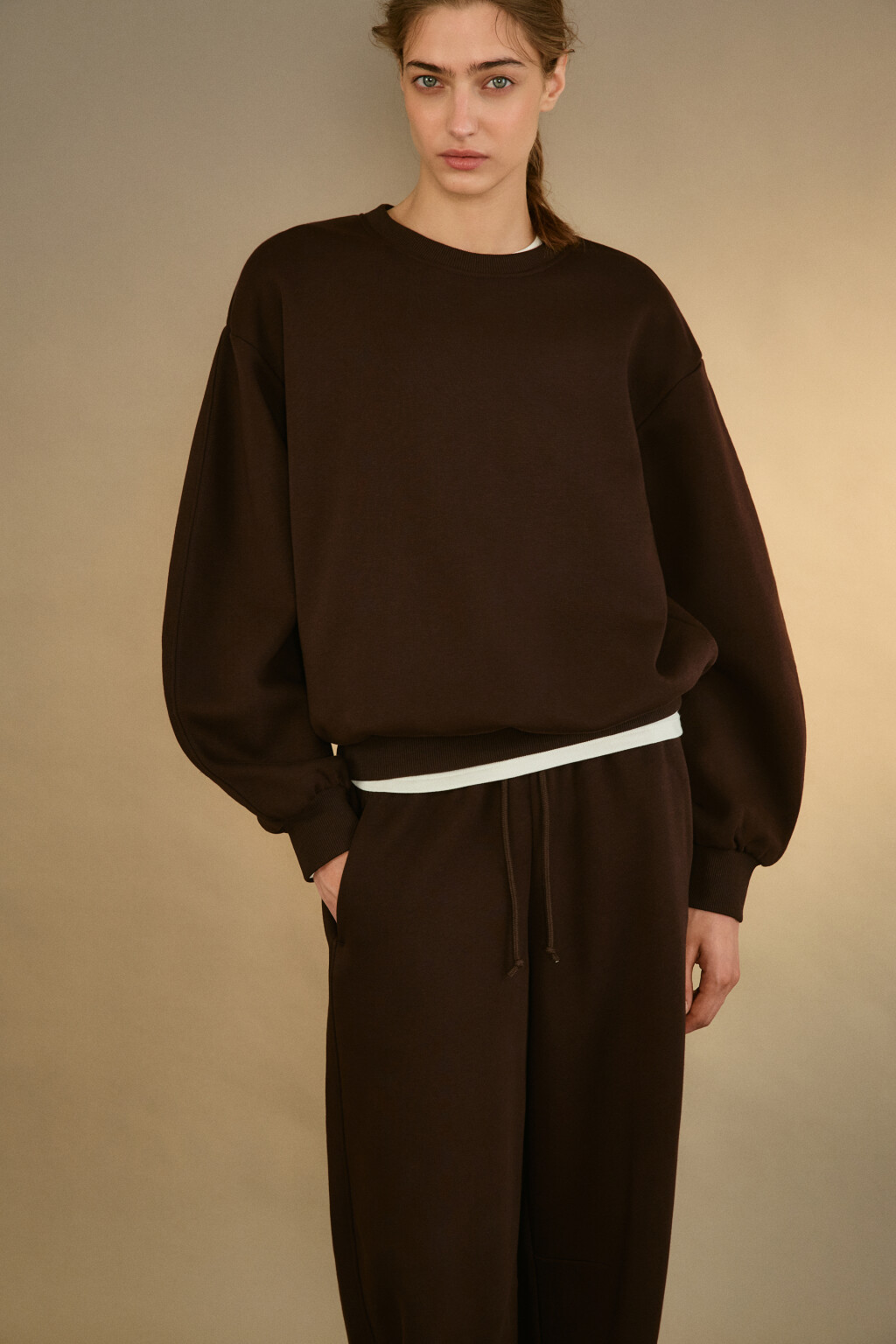 Свитшот из футера с начесом - цвет коричневый - 1