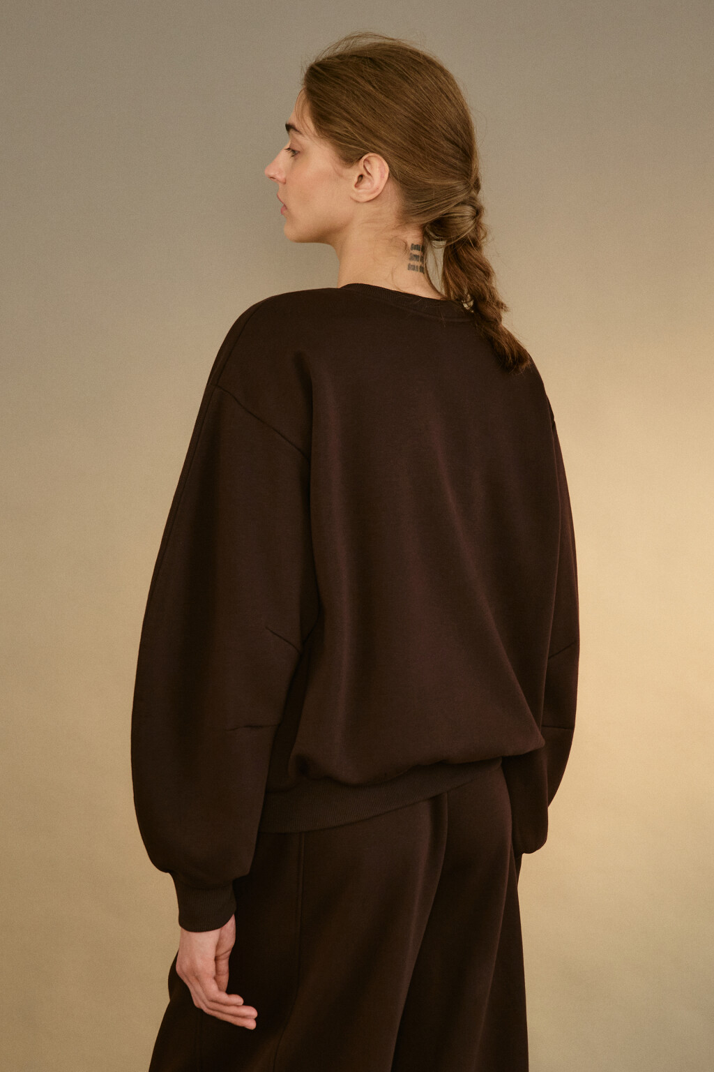 Свитшот из футера с начесом - цвет коричневый - 3