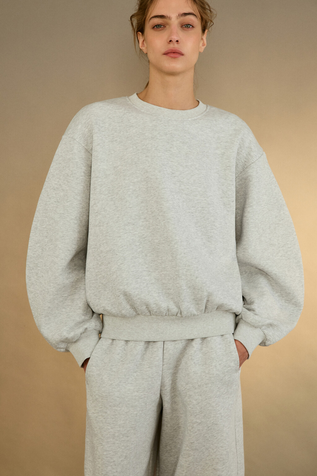 Свитшот из футера с начесом - цвет серый - 1