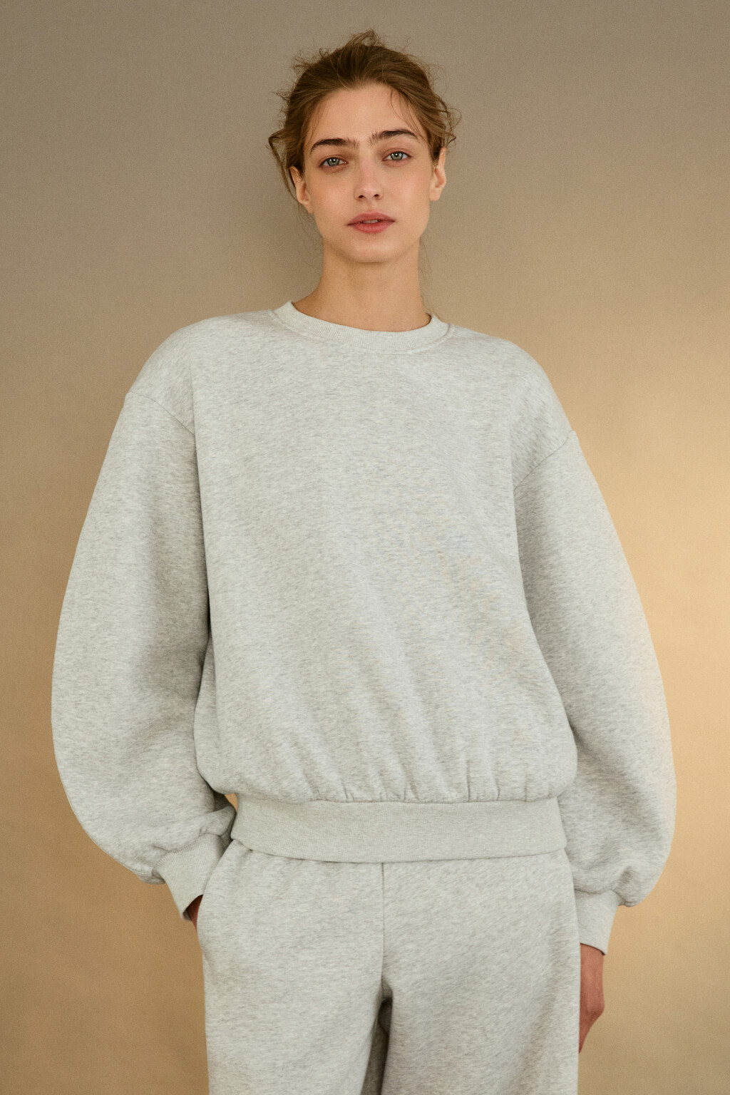 Свитшот из футера с начесом - цвет серый - 2