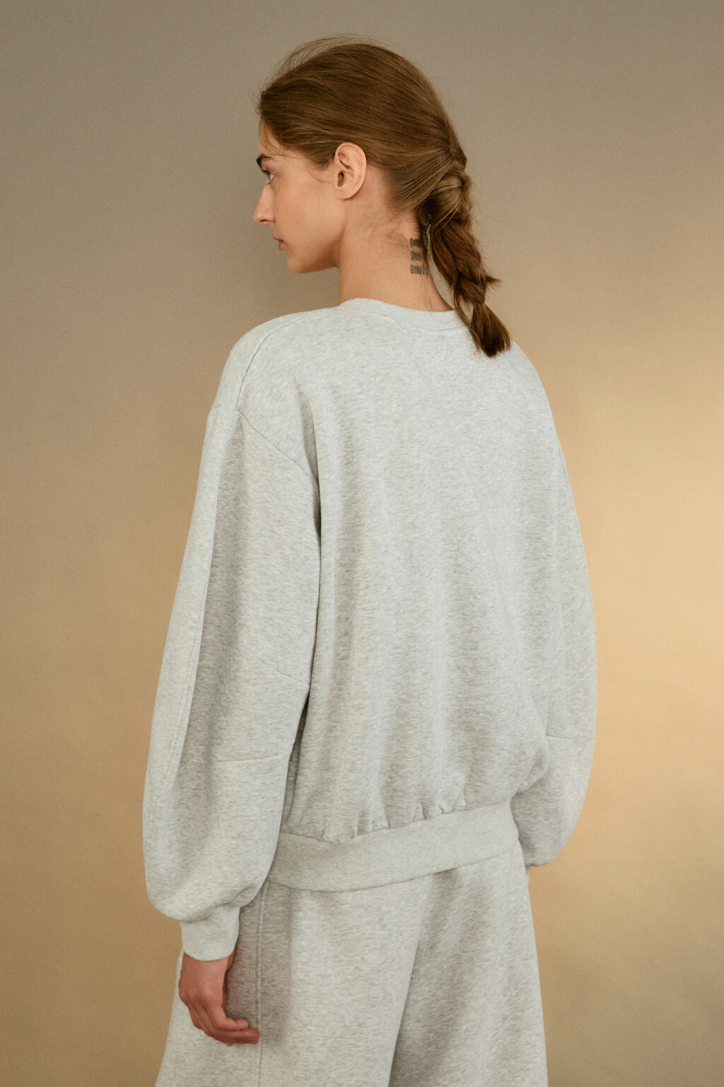 Свитшот из футера с начесом - цвет серый - 3
