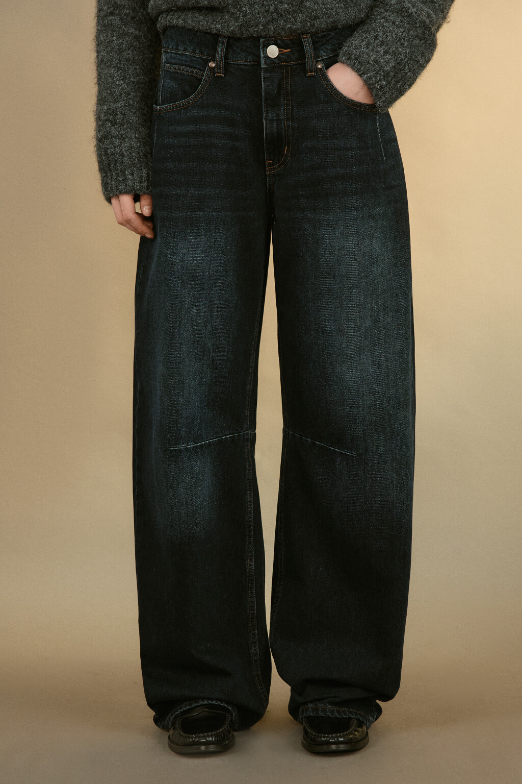 Джинсы barrel fit со средней посадкой - цвет синий - 2