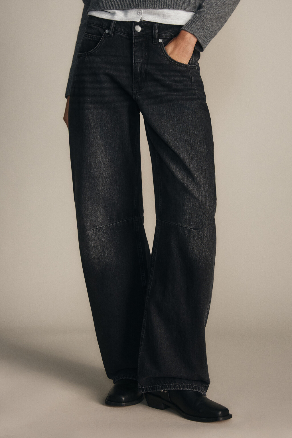 Джинсы barrel fit со средней посадкой - цвет серый - 2