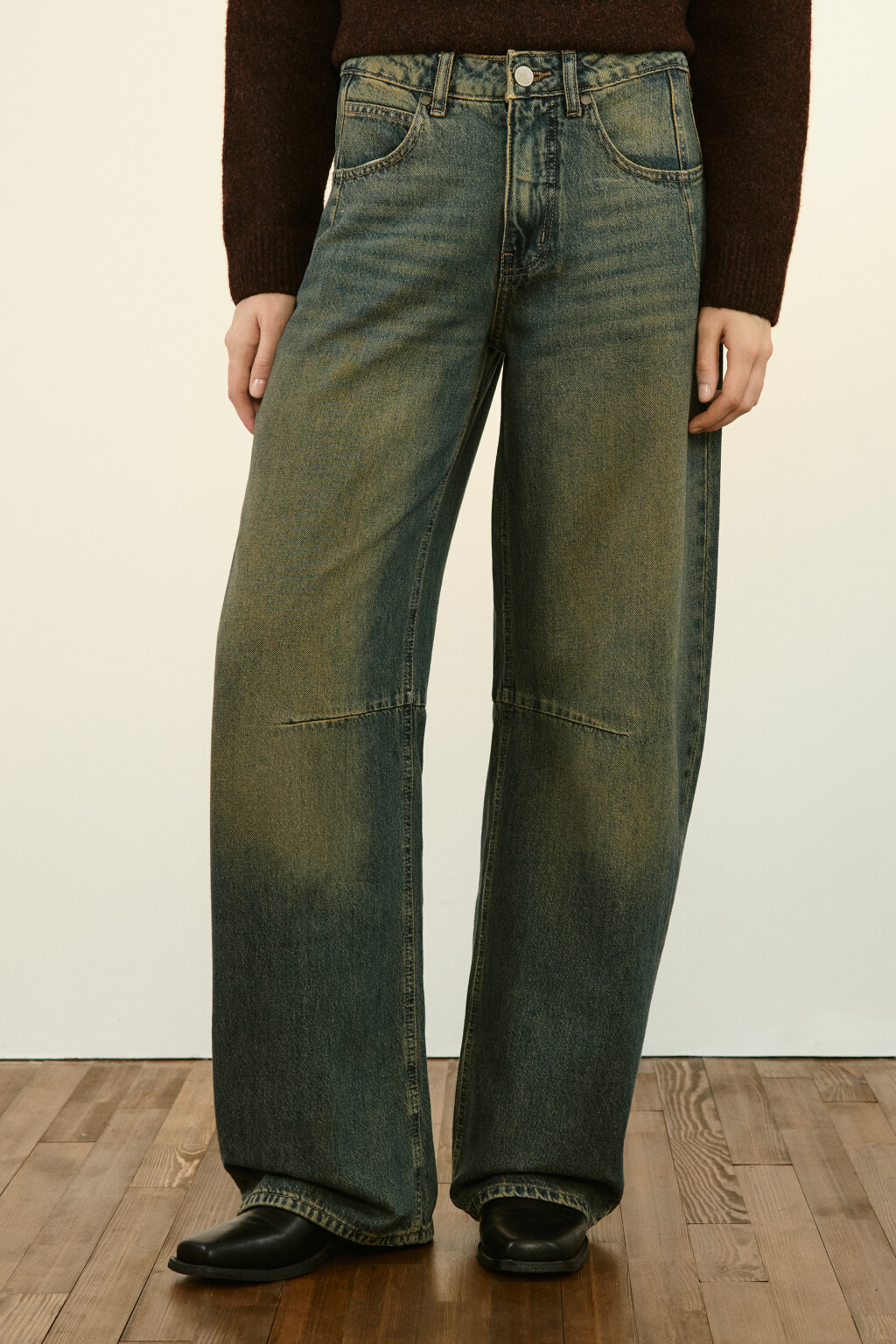 Джинсы barrel fit со средней посадкой - цвет темный тинт - 2