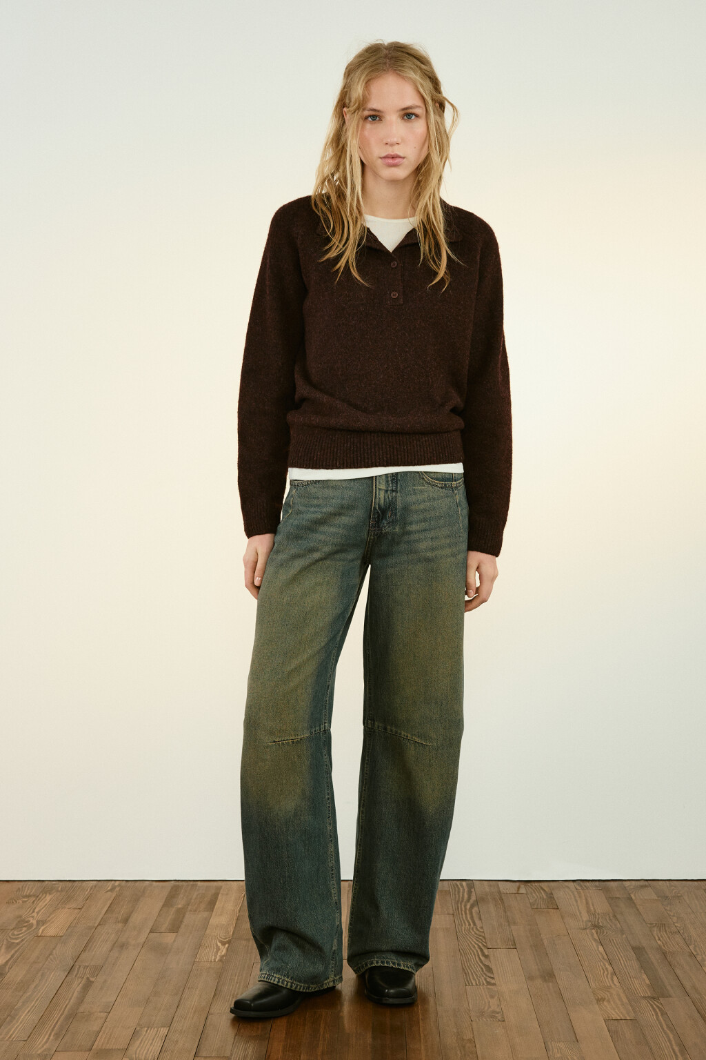 Джинсы barrel fit со средней посадкой - цвет темный тинт - 4