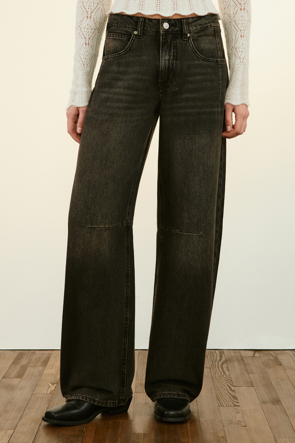 Джинсы barrel fit со средней посадкой - цвет коричневый - 2