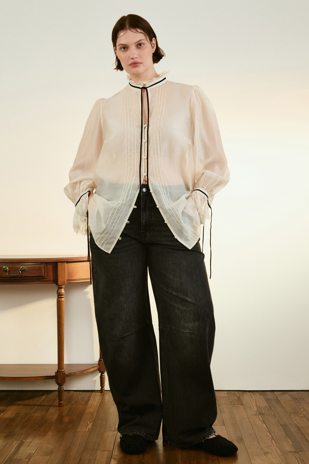 Джинсы barrrel fit со средней посадкой - цвет серый - 2