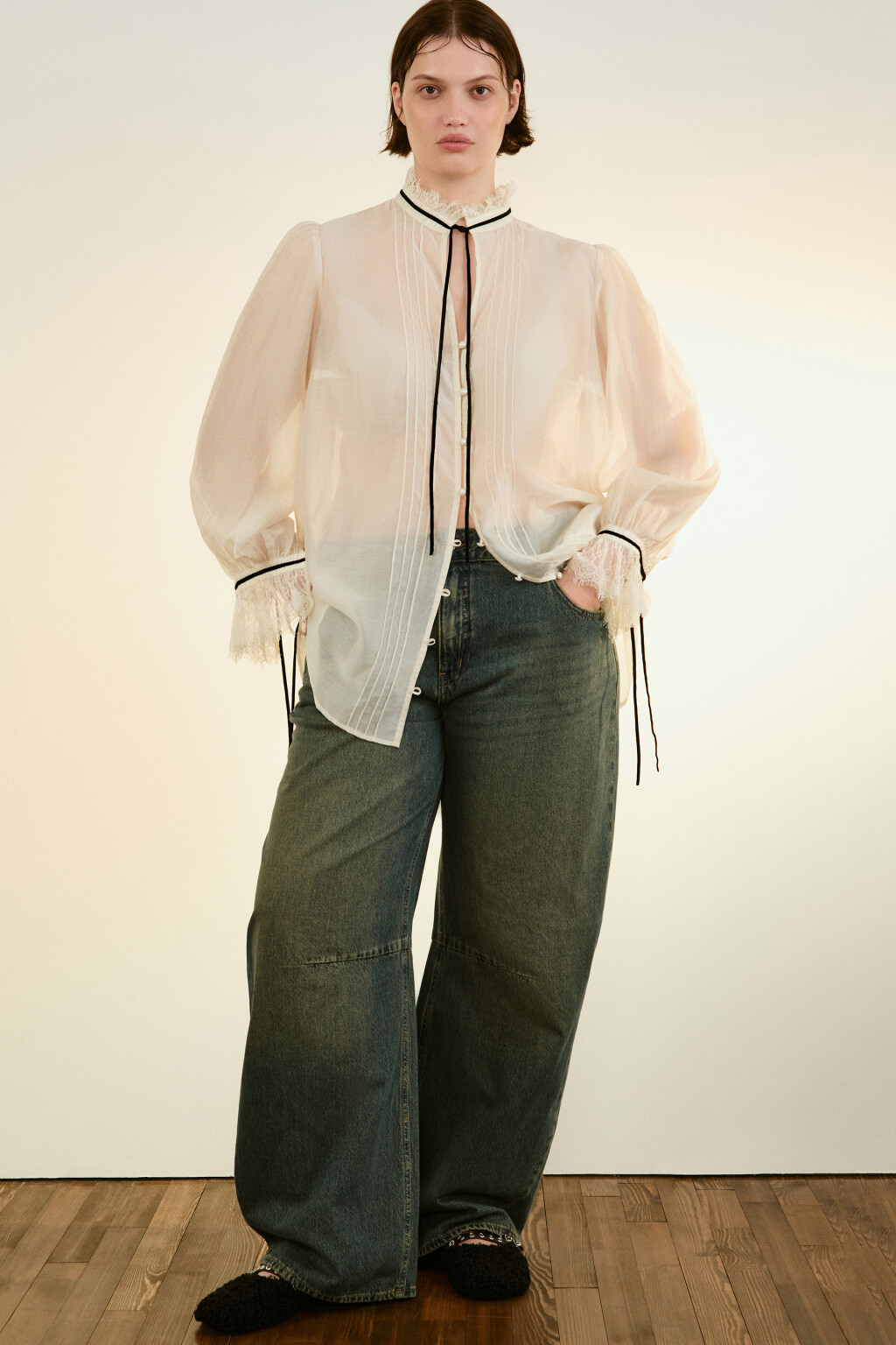 Джинсы barrrel fit со средней посадкой - цвет темный тинт - 1