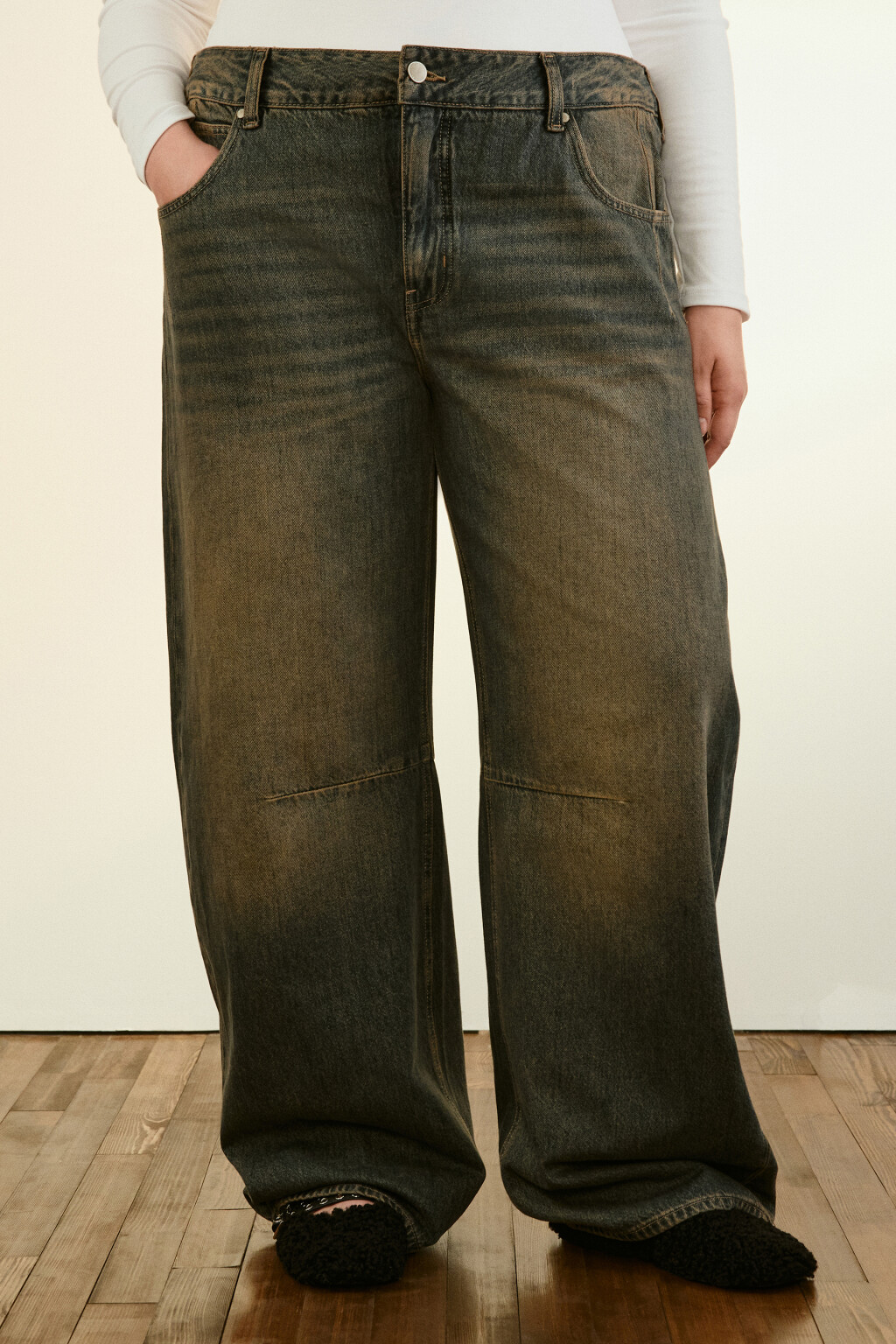 Джинсы barrrel fit со средней посадкой - цвет тауп - 2