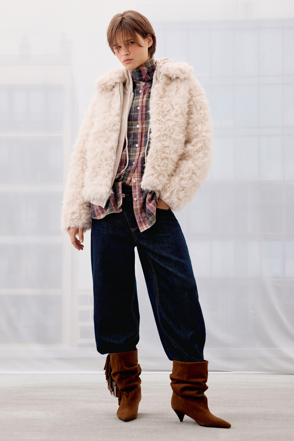 Джинсы baggy fit с асимметричным поясом - цвет синий - 7