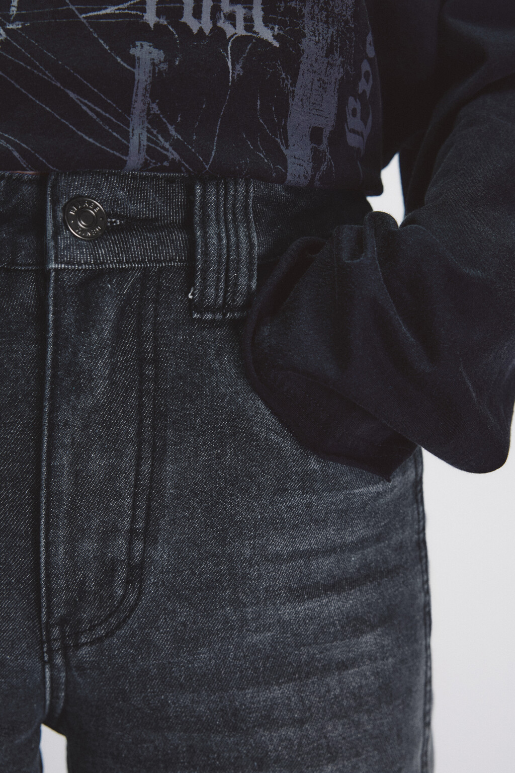 Джинсы клеш утепленные с начесом - цвет серый - 5