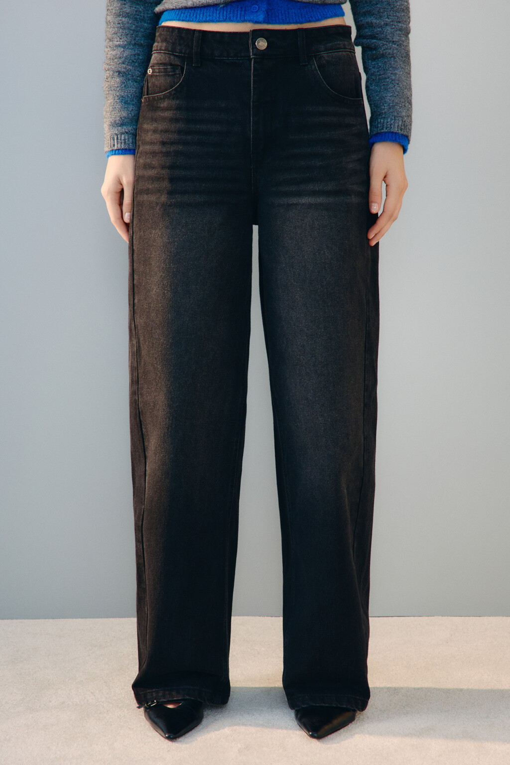 Джинсы baggy fit со средней посадкой - цвет серый - 3