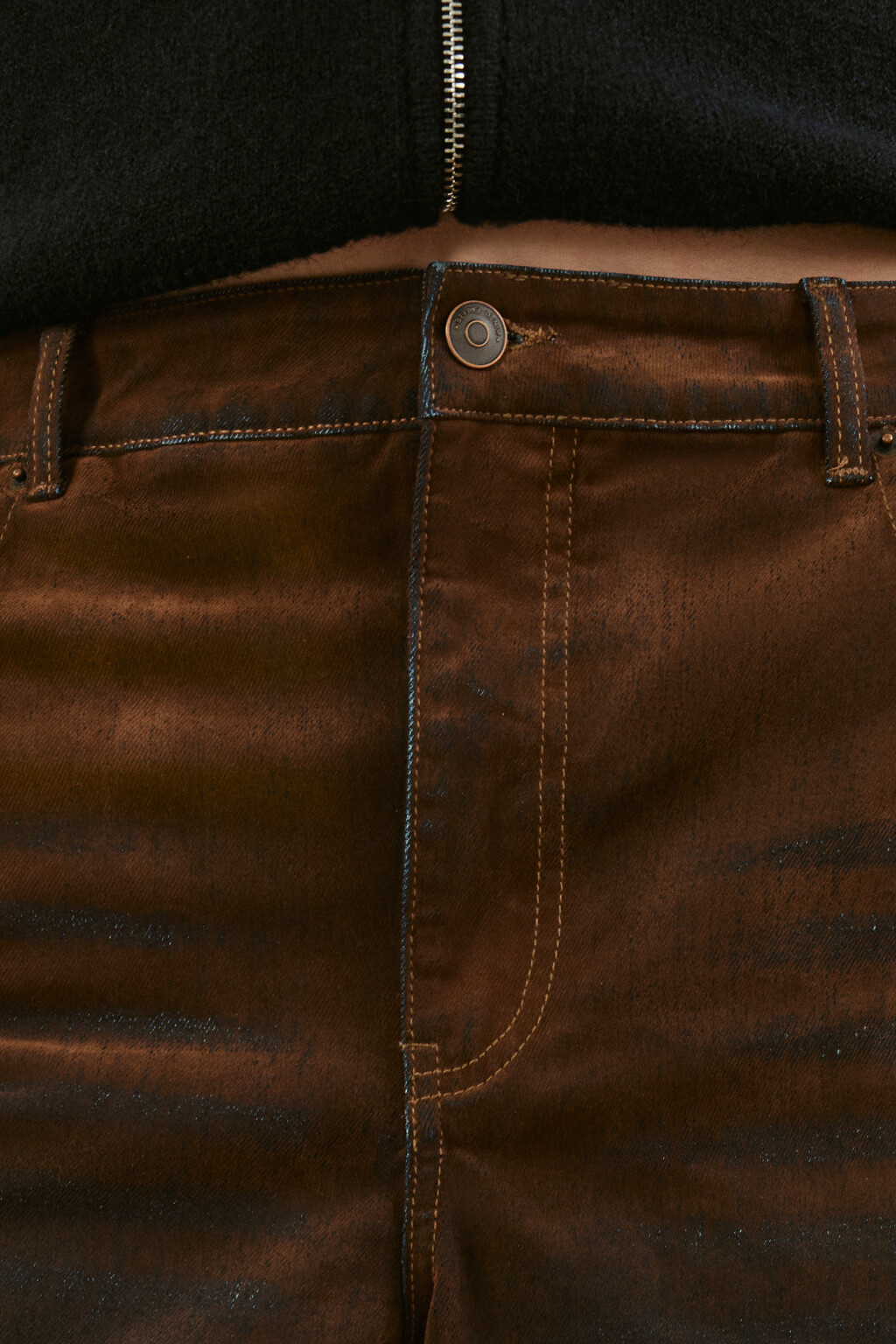 Джинсы прямые с флоковым покрытием - цвет коричневый - 5