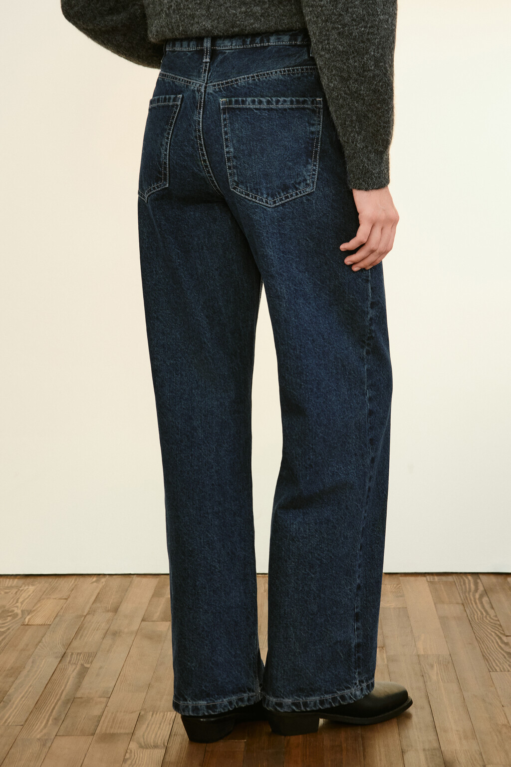 Джинсы прямые с высокой посадкой - цвет синий - 3