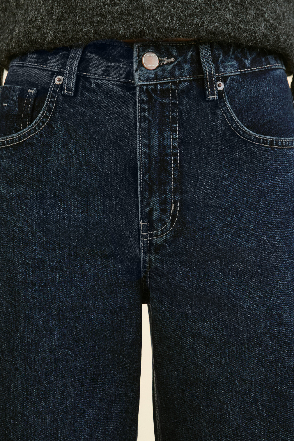 Джинсы прямые с высокой посадкой - цвет синий - 5