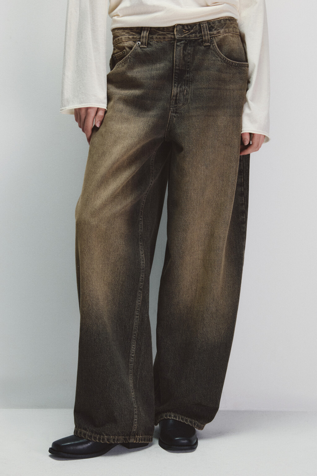 Джинсы baggy fit со средней посадкой - цвет темный тинт - 1