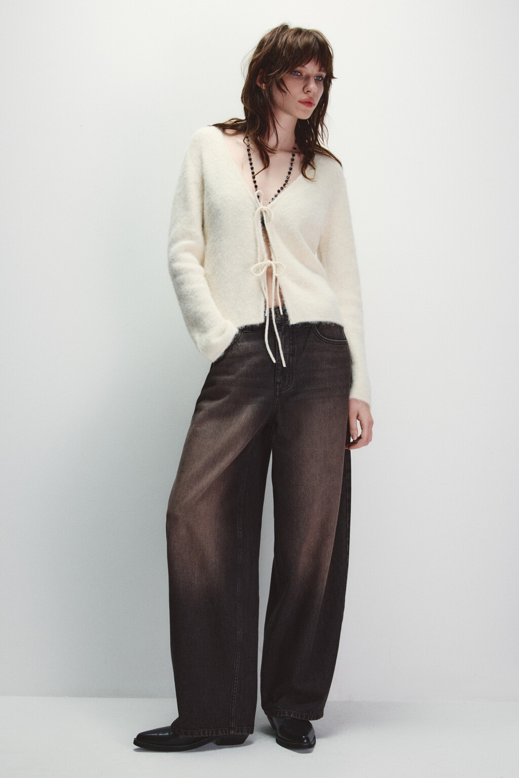 Джинсы baggy fit со средней посадкой - цвет коричневый - 4