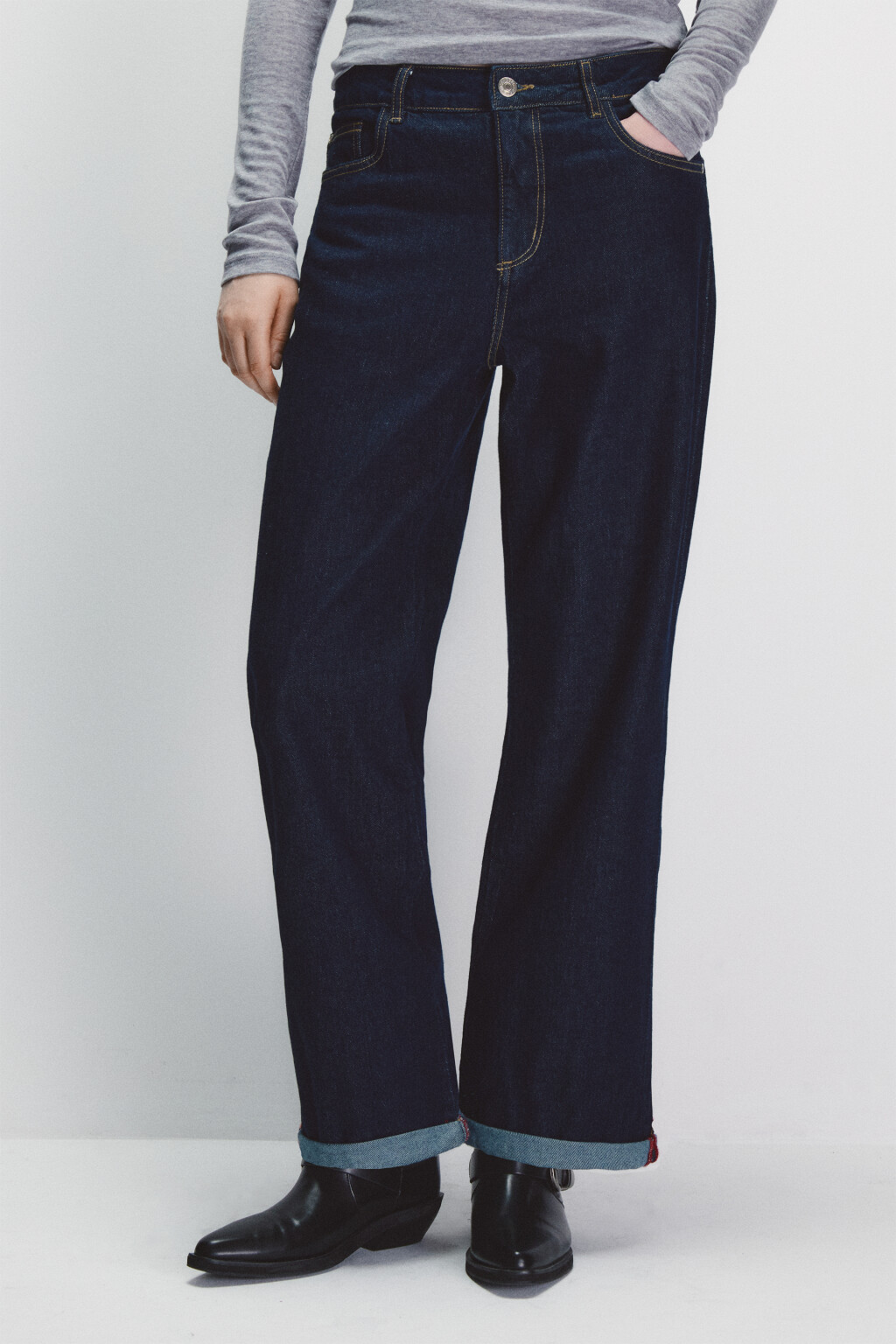 Джинсы straight fit с подворотами - цвет синий - 9