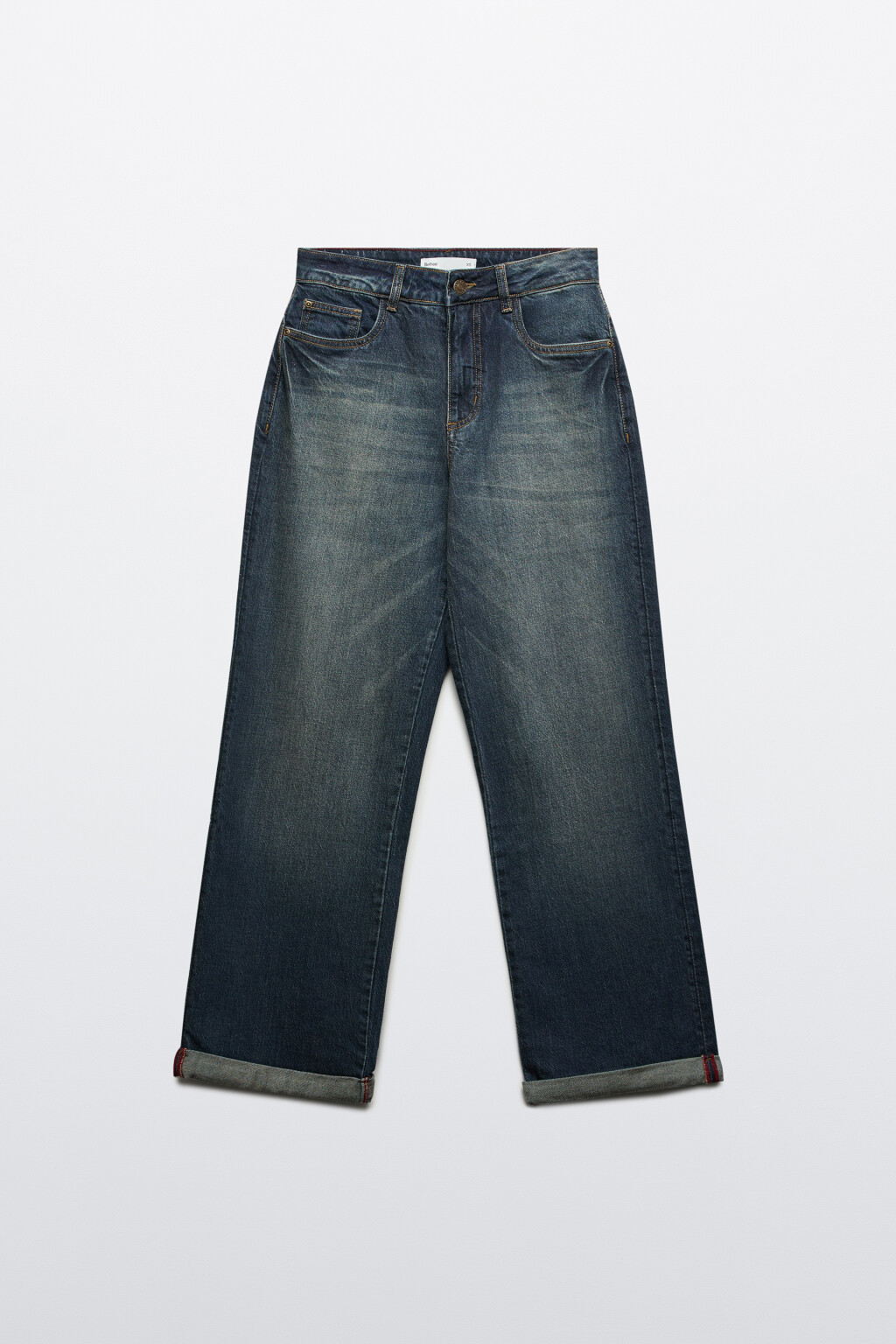 Джинсы straight fit с подворотами - цвет темный тинт - 8