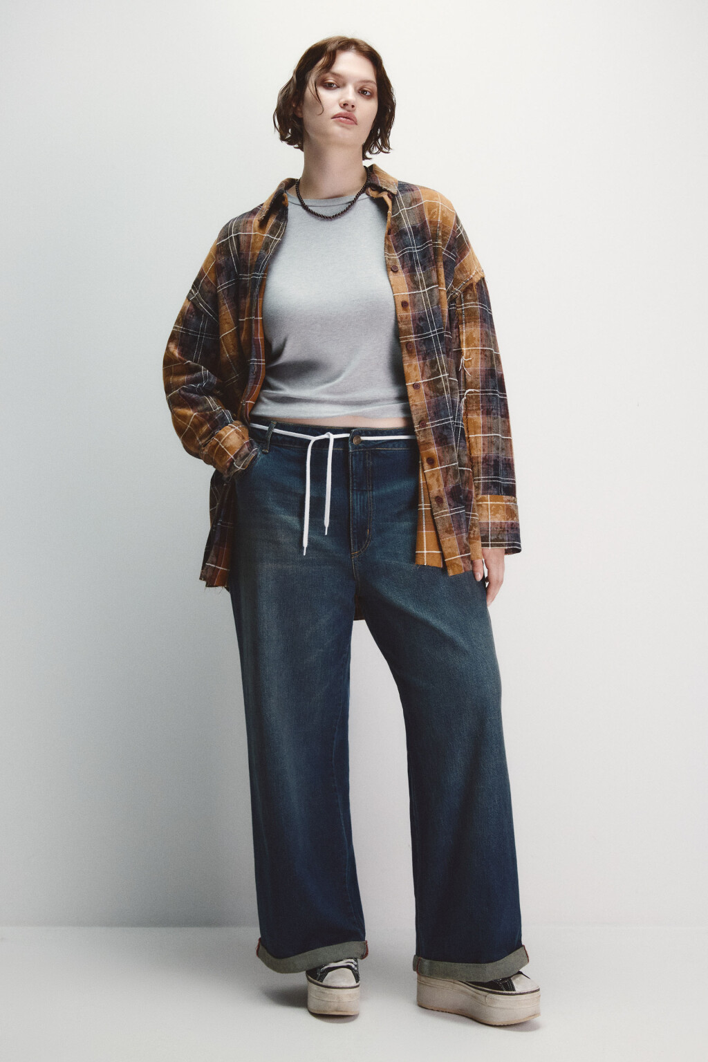 Джинсы straight fit с подворотами - цвет темный тинт - 4