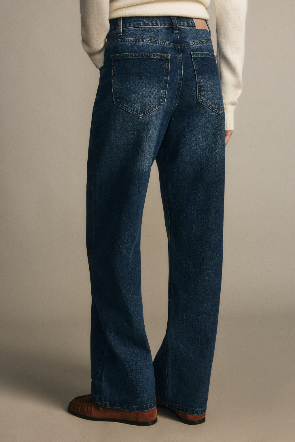 Джинсы широкие утепленные с начесом - цвет синий - 3