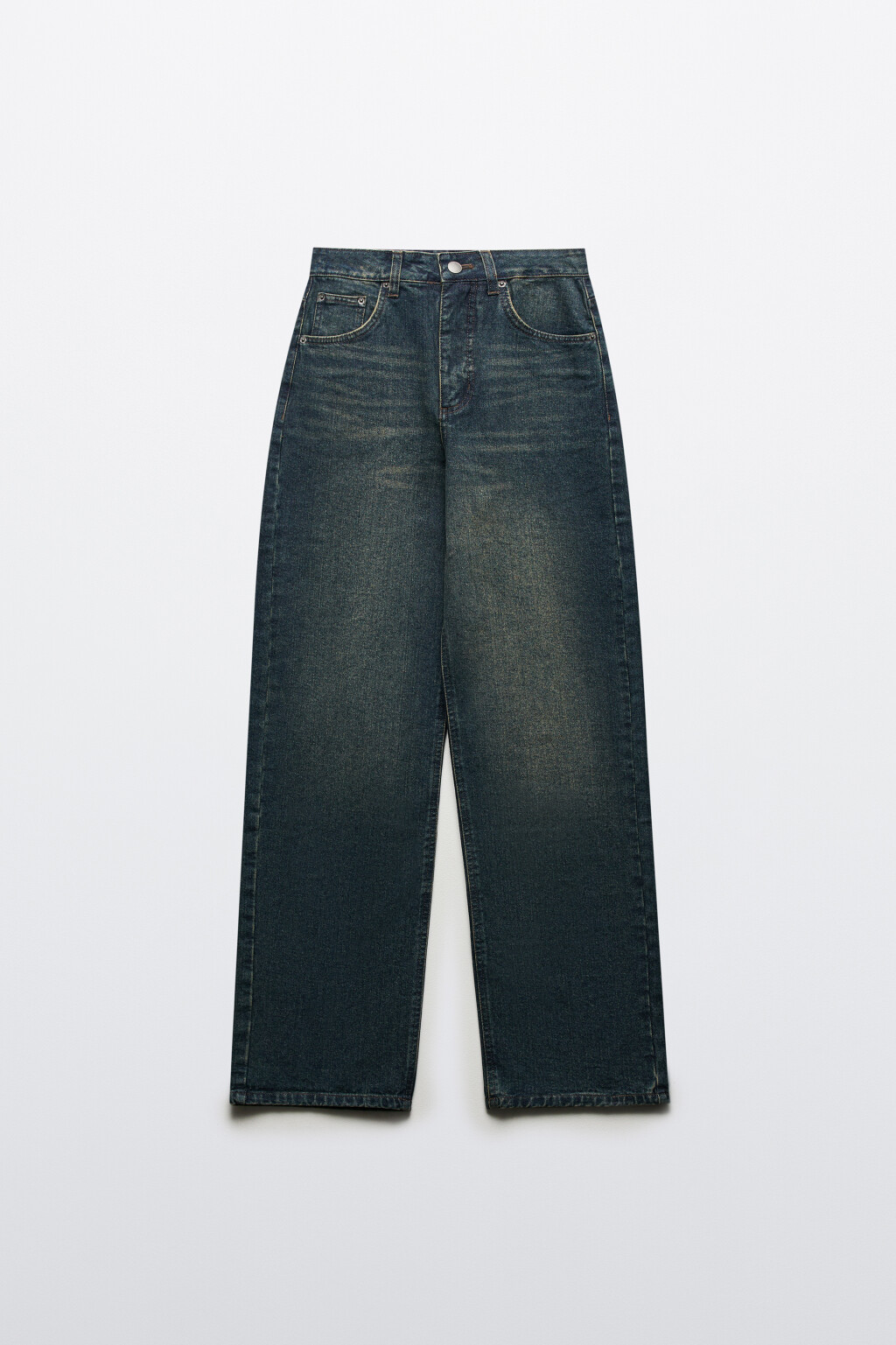 Джинсы широкие утепленные с начесом - цвет темный тинт - 7