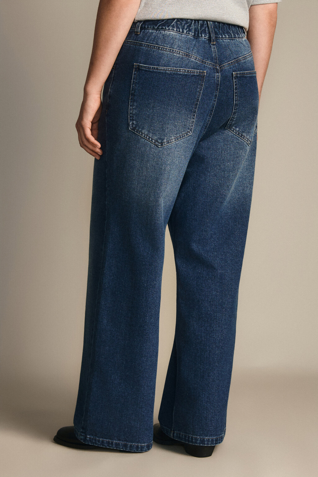 Джинсы широкие утепленные с начесом - цвет синий - 3