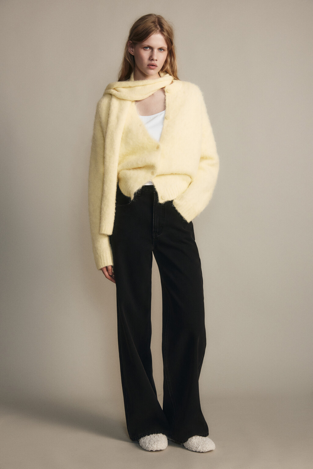 Джинсы широкие с утеплением - цвет коричневый - 4