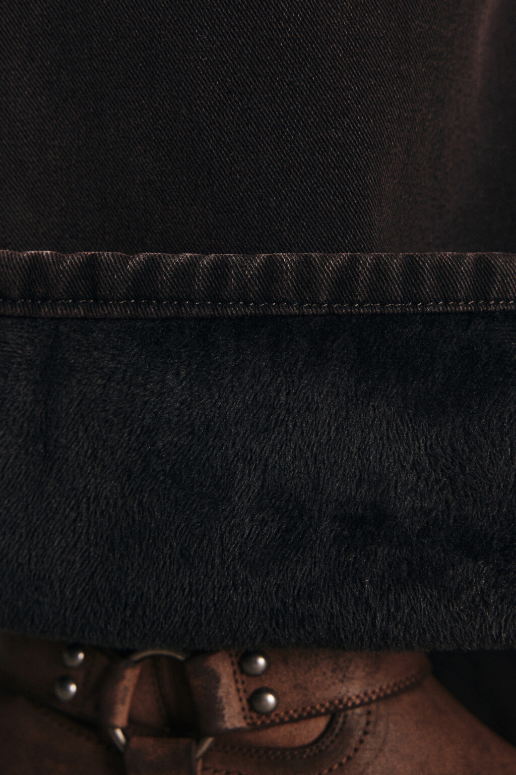 Джинсы широкие с утеплением - цвет коричневый - 8