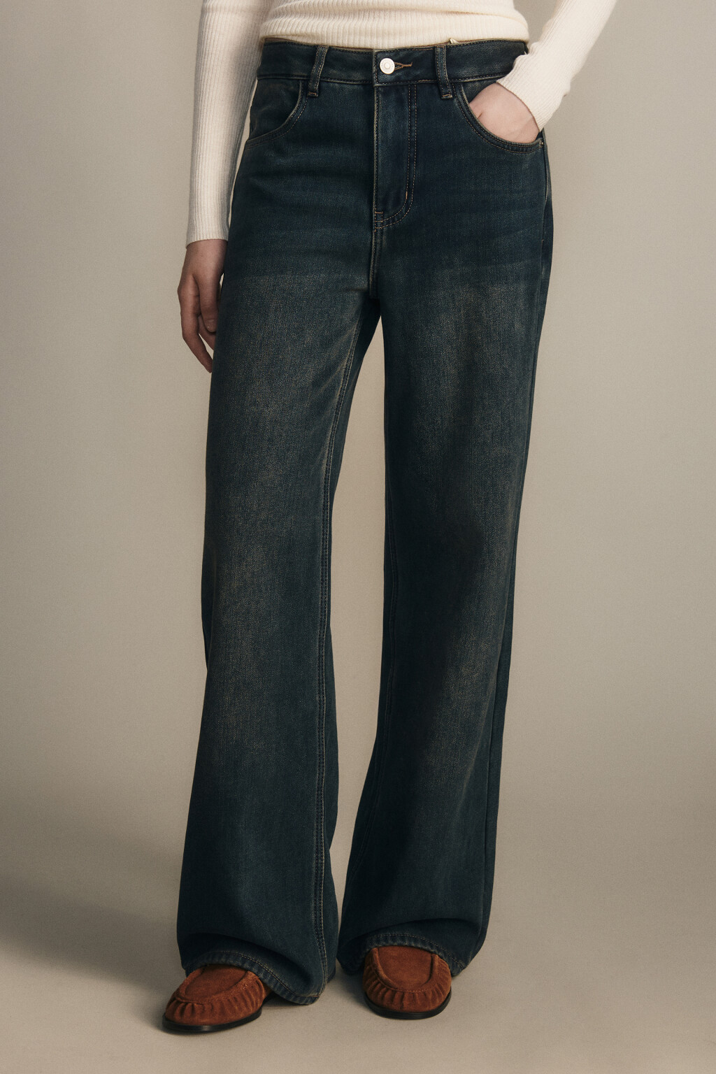 Джинсы прямые экстратеплые - цвет синий - 2