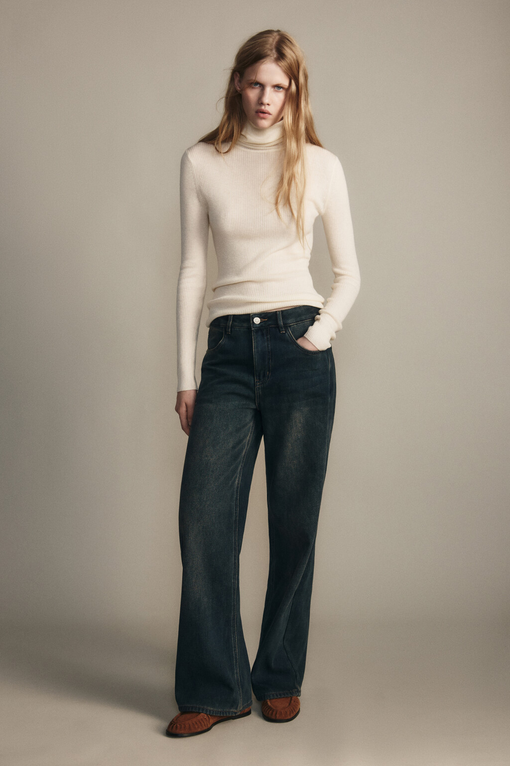 Джинсы прямые экстратеплые - цвет синий - 4