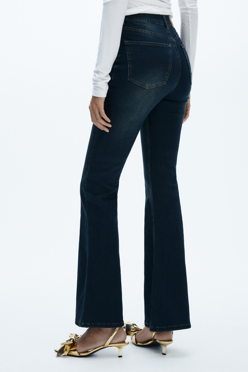 Джинсы клеш с утеплением - цвет синий - 3