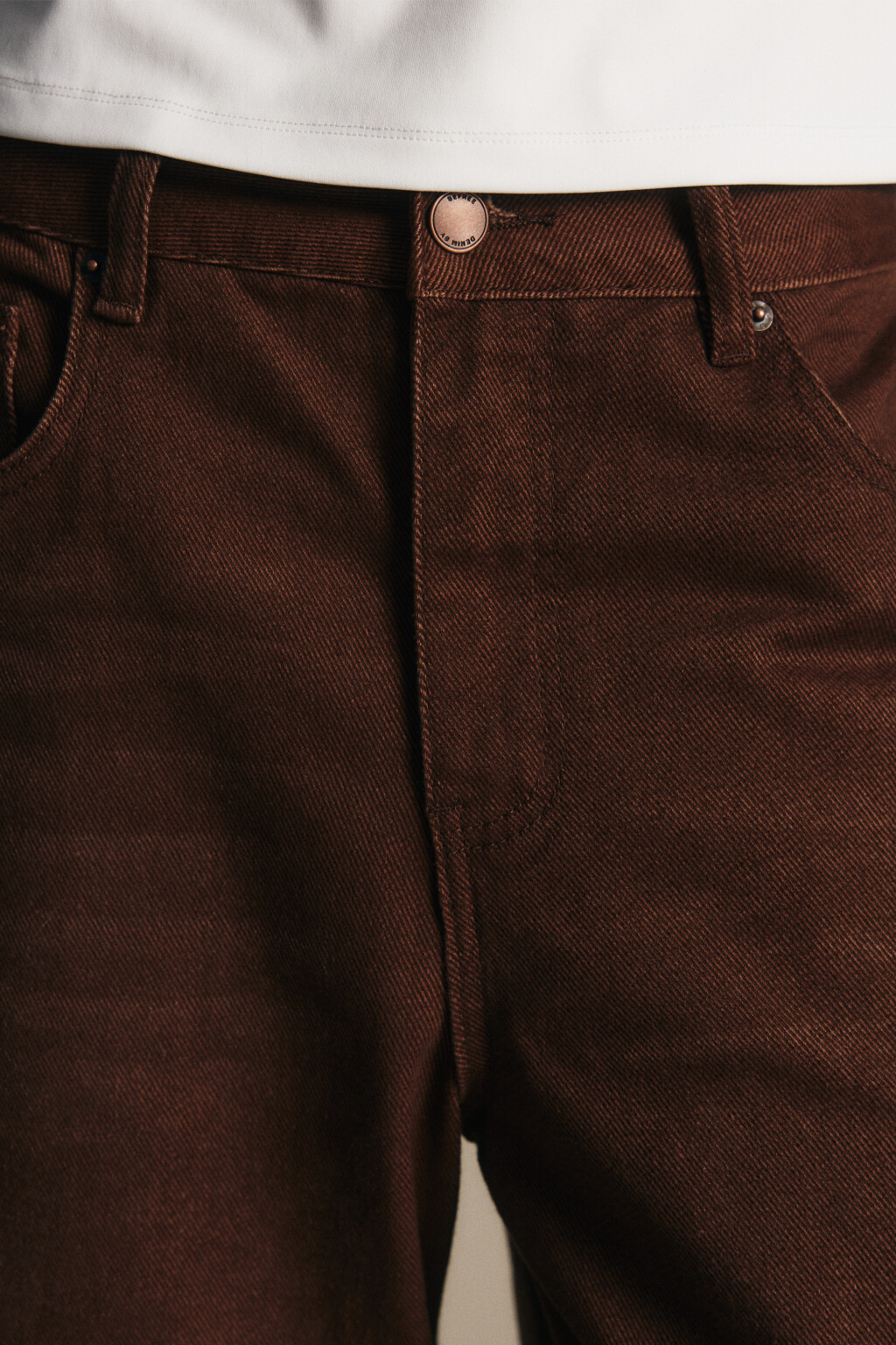 Джинсы baggy fit с бархатной фактурой - цвет коричневый - 5