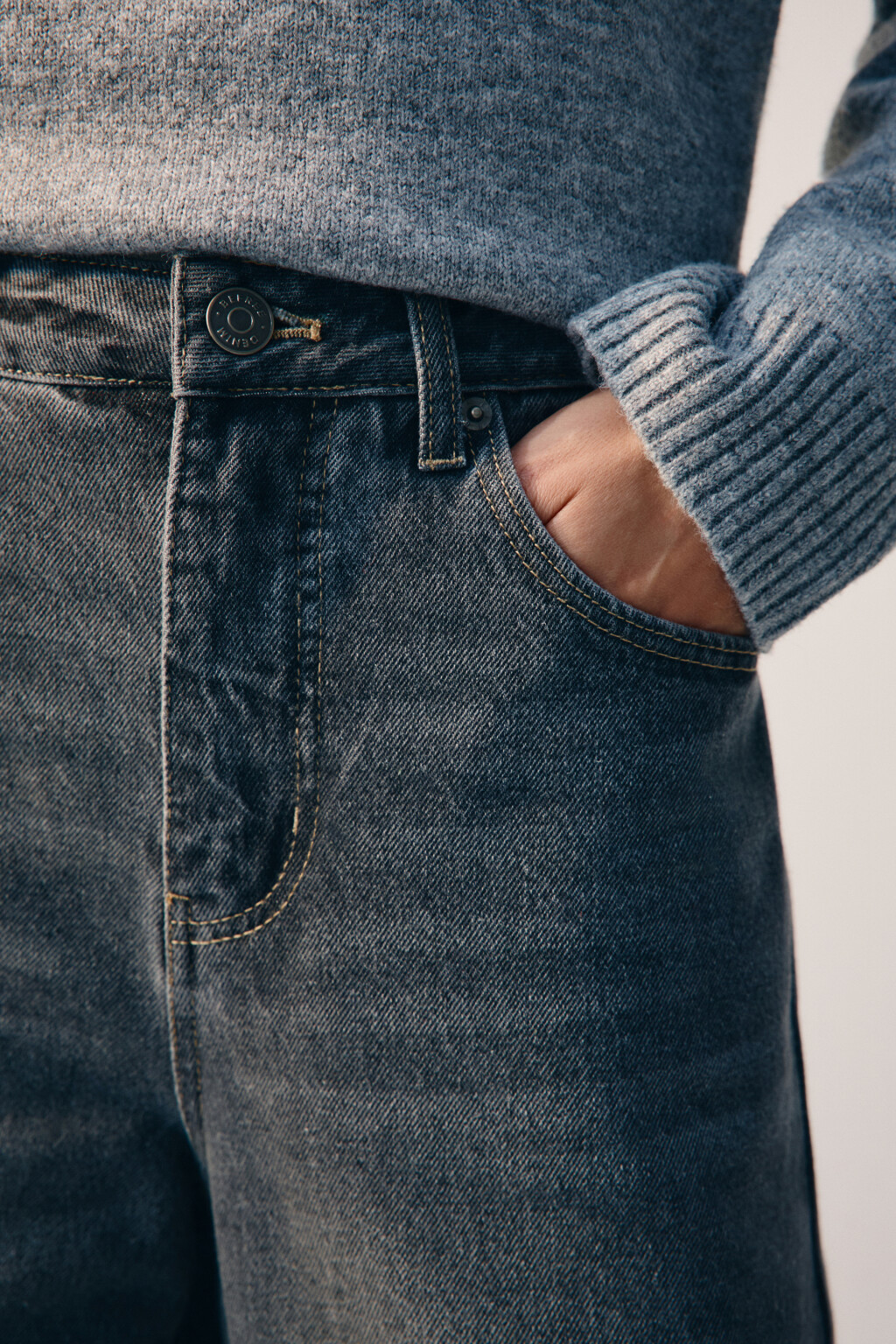 Джинсы baggy fit утепленные с начесом - цвет серый - 6