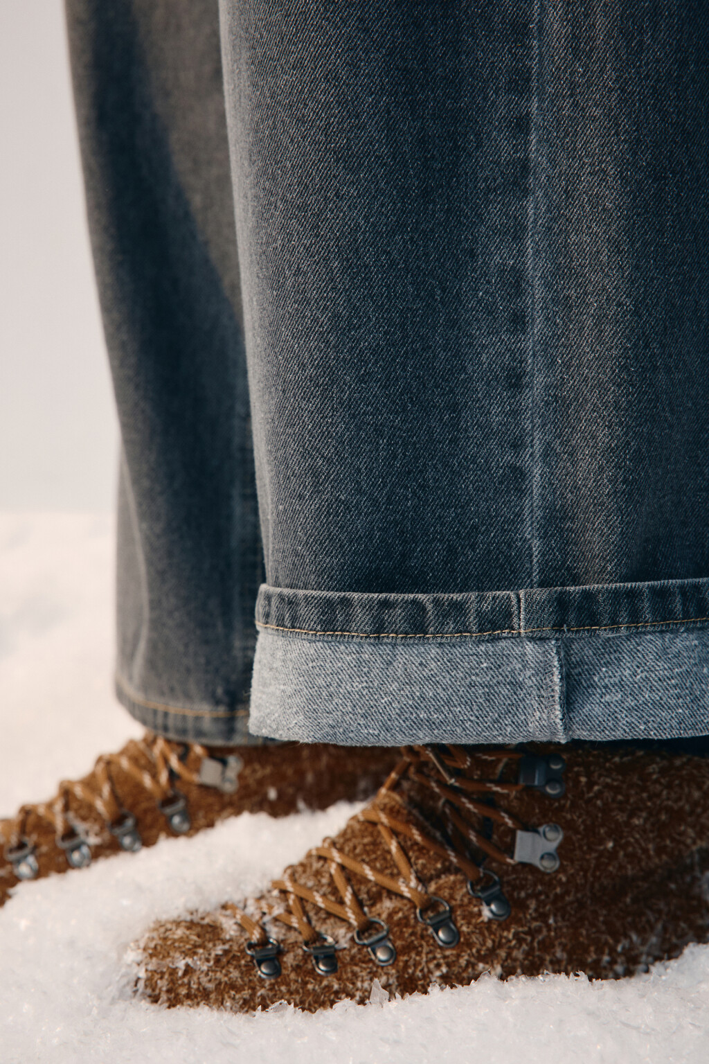 Джинсы baggy fit утепленные с начесом - цвет серый - 7