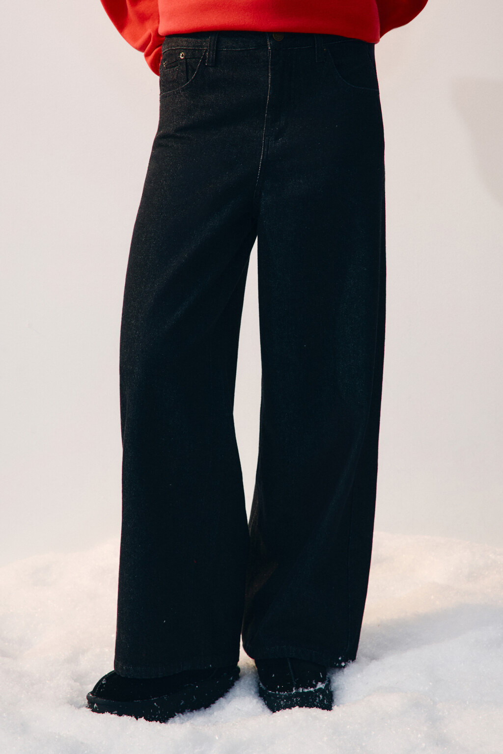 Джинсы baggy fit утепленные с начесом - цвет черный - 2