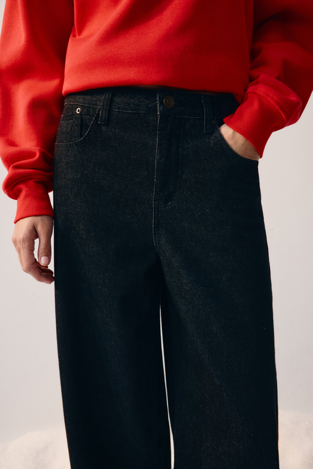 Джинсы baggy fit утепленные с начесом - цвет черный - 5