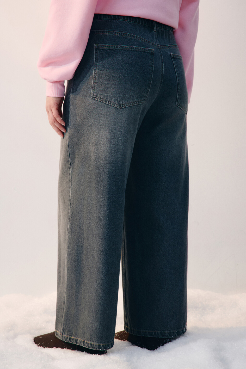 Джинсы baggy fit утепленные с начесом - цвет серый - 3