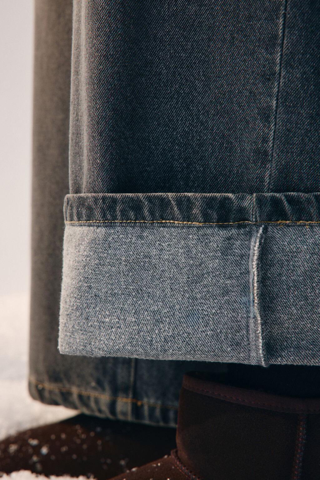 Джинсы baggy fit утепленные с начесом - цвет серый - 6