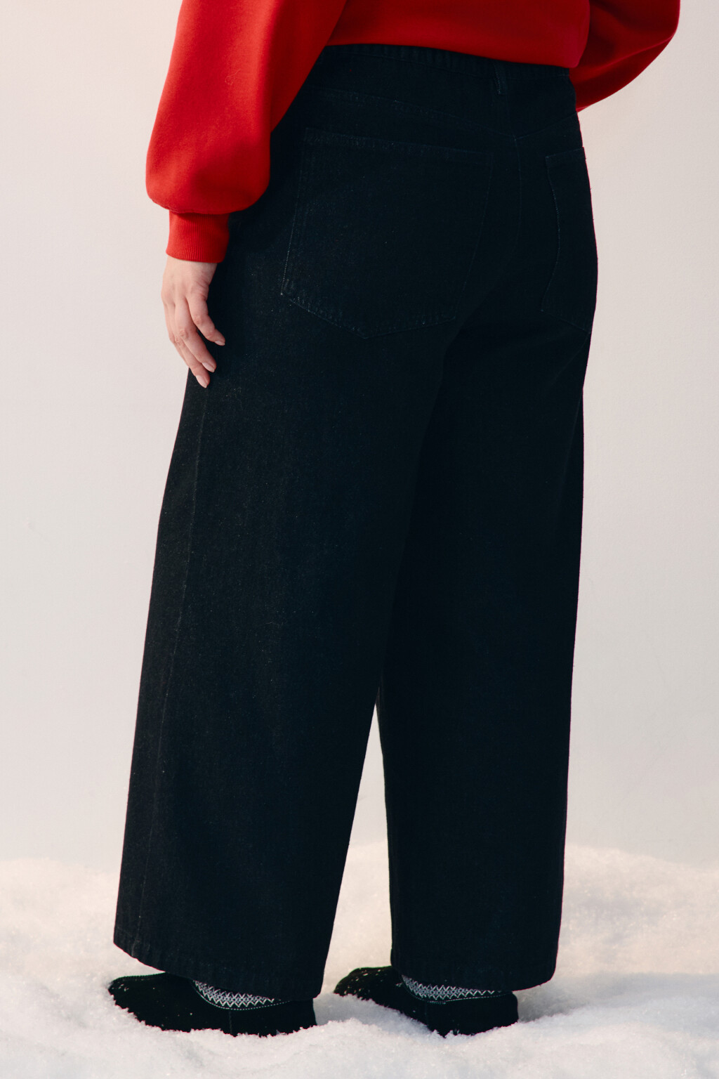 Джинсы baggy fit утепленные с начесом - цвет черный - 3